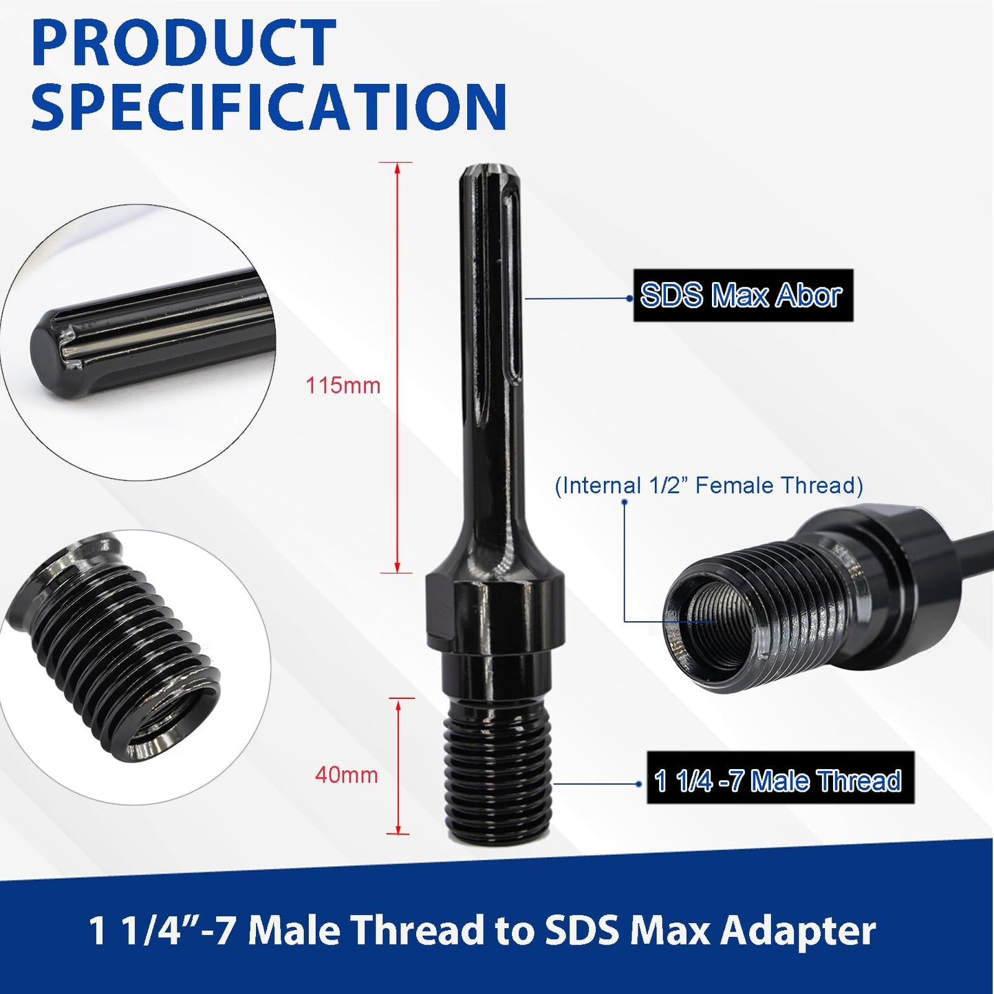 DaduoRi 10 Inch Wet Core Drill Bit & SDS Max Shank Drill Adapter - 10" Diameter Core Bits for Concrete, 14" Drilling Depth, 1-1/4"-7 Thread Diamond Core Bit for Cured Concrete, Masonry, Brick