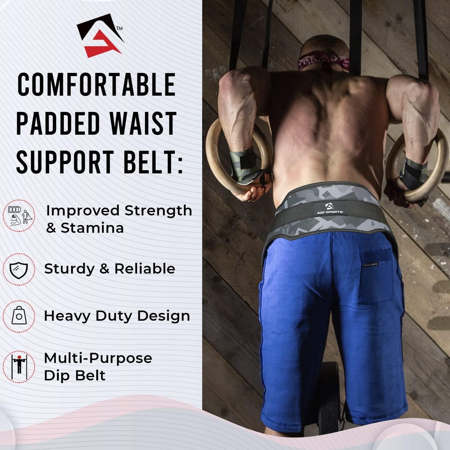 AQF Dip Belt for Weightlifting - Weight Belt with 36" Heavy Duty Steel Chain - Neoprene Padded Back Support Gym Lifting Belt for Powerlifting, Bodybuilding, Squat, Fitness & Pull up Training
