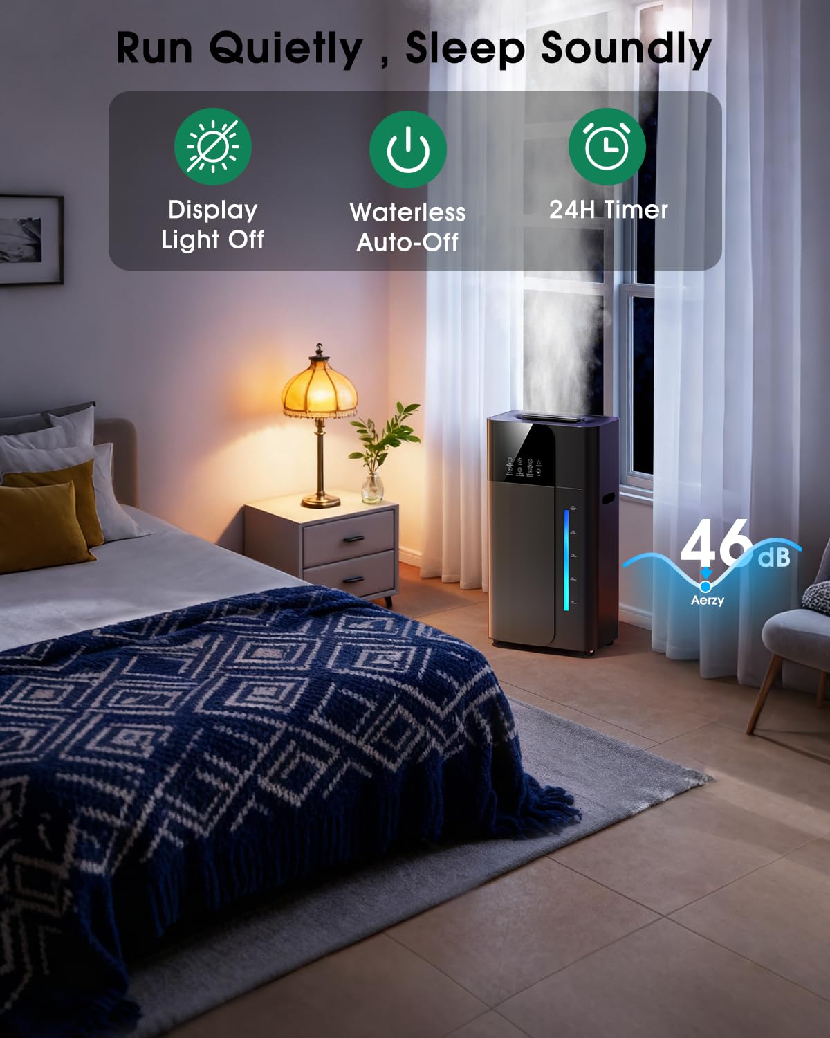 18L/4.7Gal Smart Humidifier Large Room, Warm & Cool Mist Humidifier for Bedroom, Up to 2500 sq ft Whole House Coverage, 800mL/h Output, Top Fill, 24H Timer, 70H Runtime, Humidifier for Home, Plant