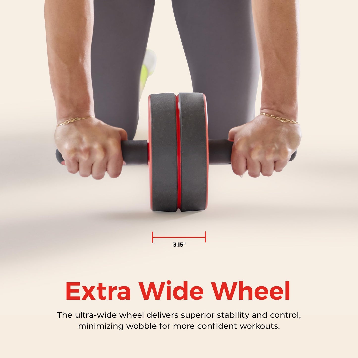 Sunny Health & Fitness Ab Roller Wheel, Ultra-Wide Design, Durable Construction, Compact & Portable, Non-Slip Handles with Knee Pad for Home Gym, Addominal Exercises & Core Strength Trainer – NO. 090