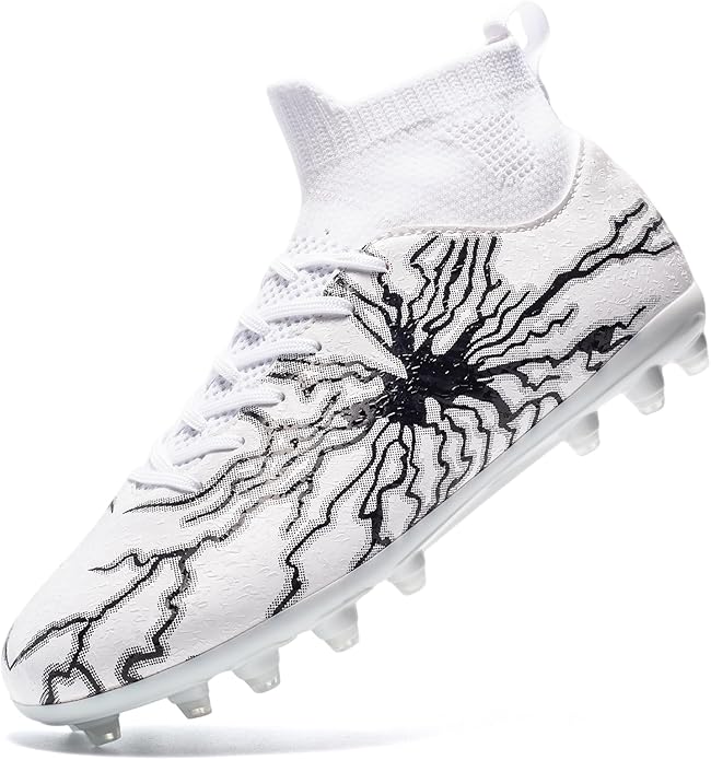 Kids Soccer Cleats Boys Girls Training Football Cleats Youth High-top Soccer Shoes for Little/Big Professional Athletic Outdoor Football Shoes