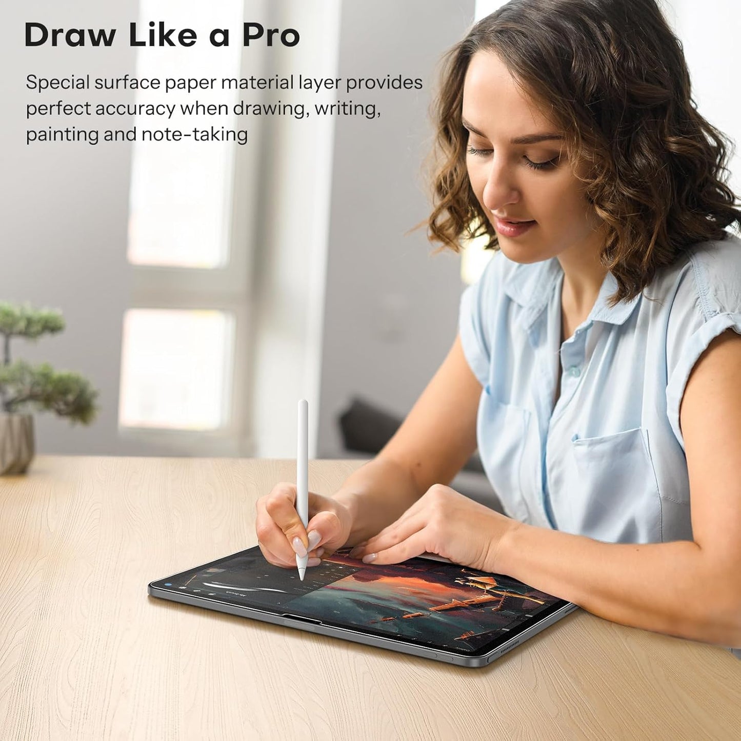 13 Inch M5/M4 (8th/7th Gen,2025/2024), 2 Pack OMOTON PAPERSENSE Paper Screen Protector for iPad Pro Matte Layer