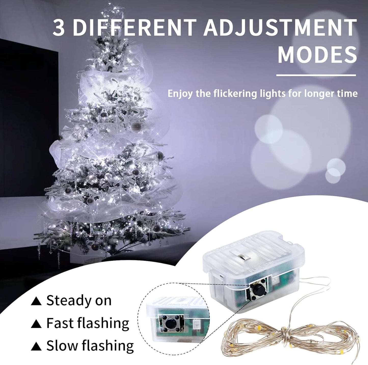 Skiennix 8-Pack White Fairy Lights - 7Ft 20 LED Twinkle String Lights | Battery Operated & Waterproof for Weddings, Parties, and Home Decor