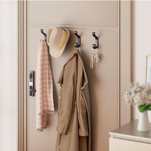 Bussdis Coat Hooks - Heavy Duty Wall-Mounted Hangers | Holds Up to 30 lbs - Black, 4 Pack for Towels & Bags