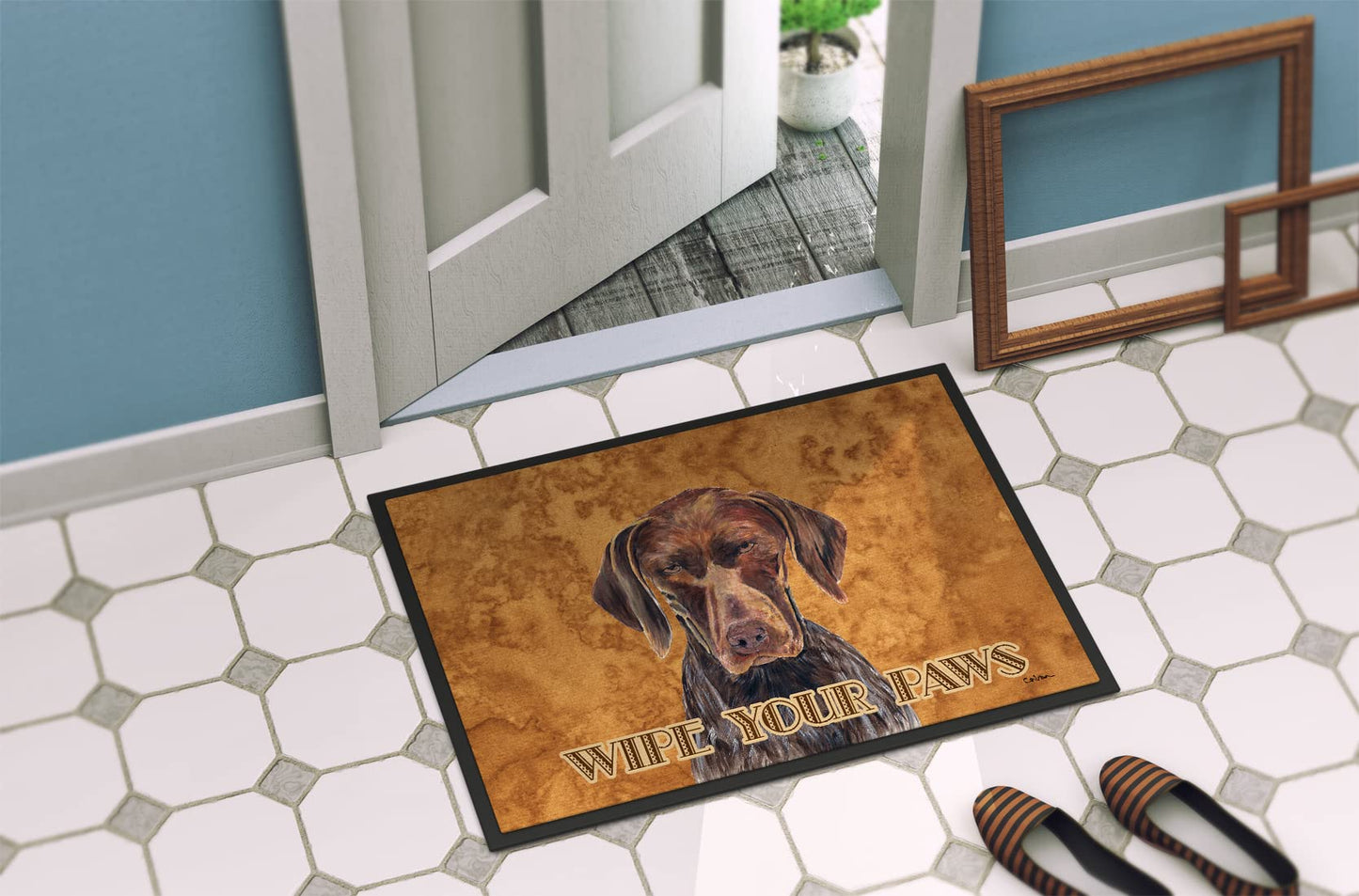 Caroline's Treasures SC9117JMAT German Shorthaired Pointer Wipe Your Paws Doormat 24x36 Front Door Mat Indoor Outdoor Rugs for Entryway, Non Slip Washable Low Pile, 24H X 36W