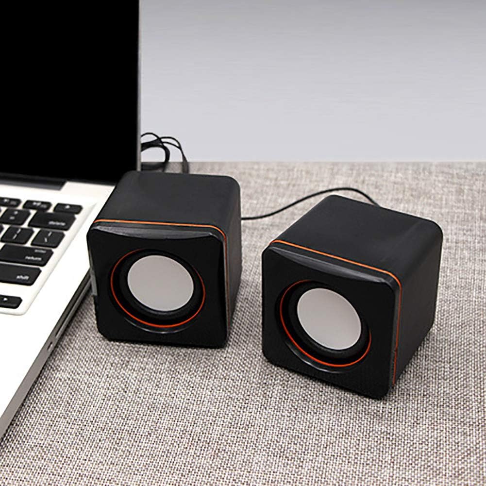 AkoMatial 2-Pack USB Wired Mini Speakers for Laptops - Bass Boost