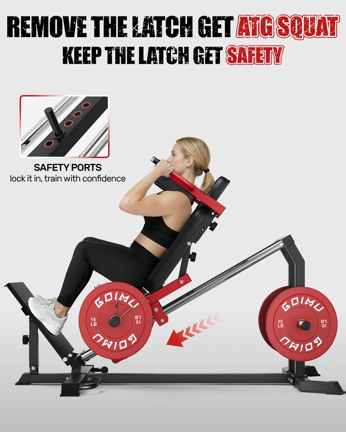 GOIMU L5 Leg Press Hack Squat Machine, 30-Degree Leg Press Machine for Home Gym, Compact Hack Squat Machine with Removable Shoulder Pad, Lower Body Workout Equipment