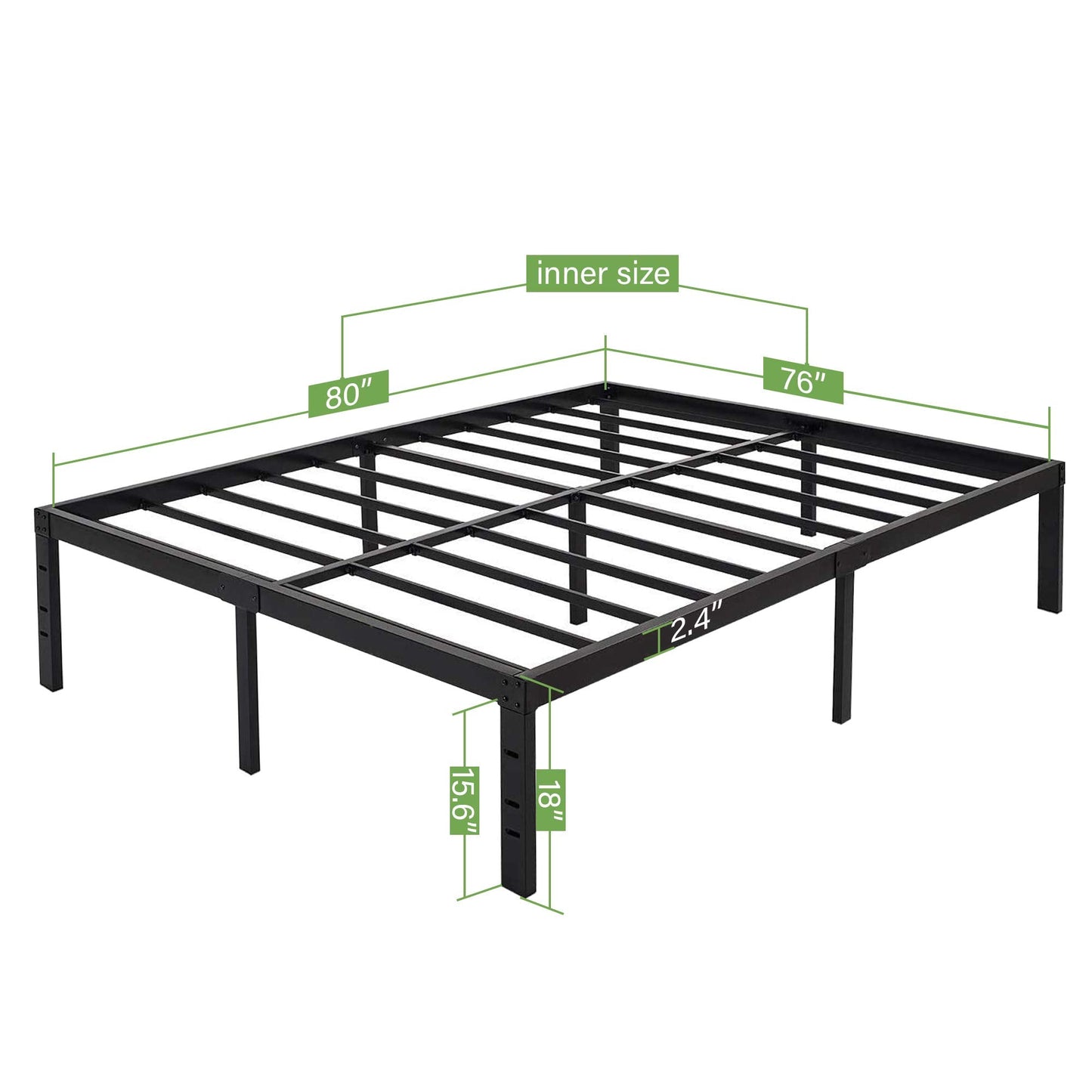 45MinST 18 Inch Maximum Storage Bed Frame/Reinforced Platform /3500lbs Heavy Duty/Easy Assembly/Mattress Foundation/Steel Slat/Noise Free, King