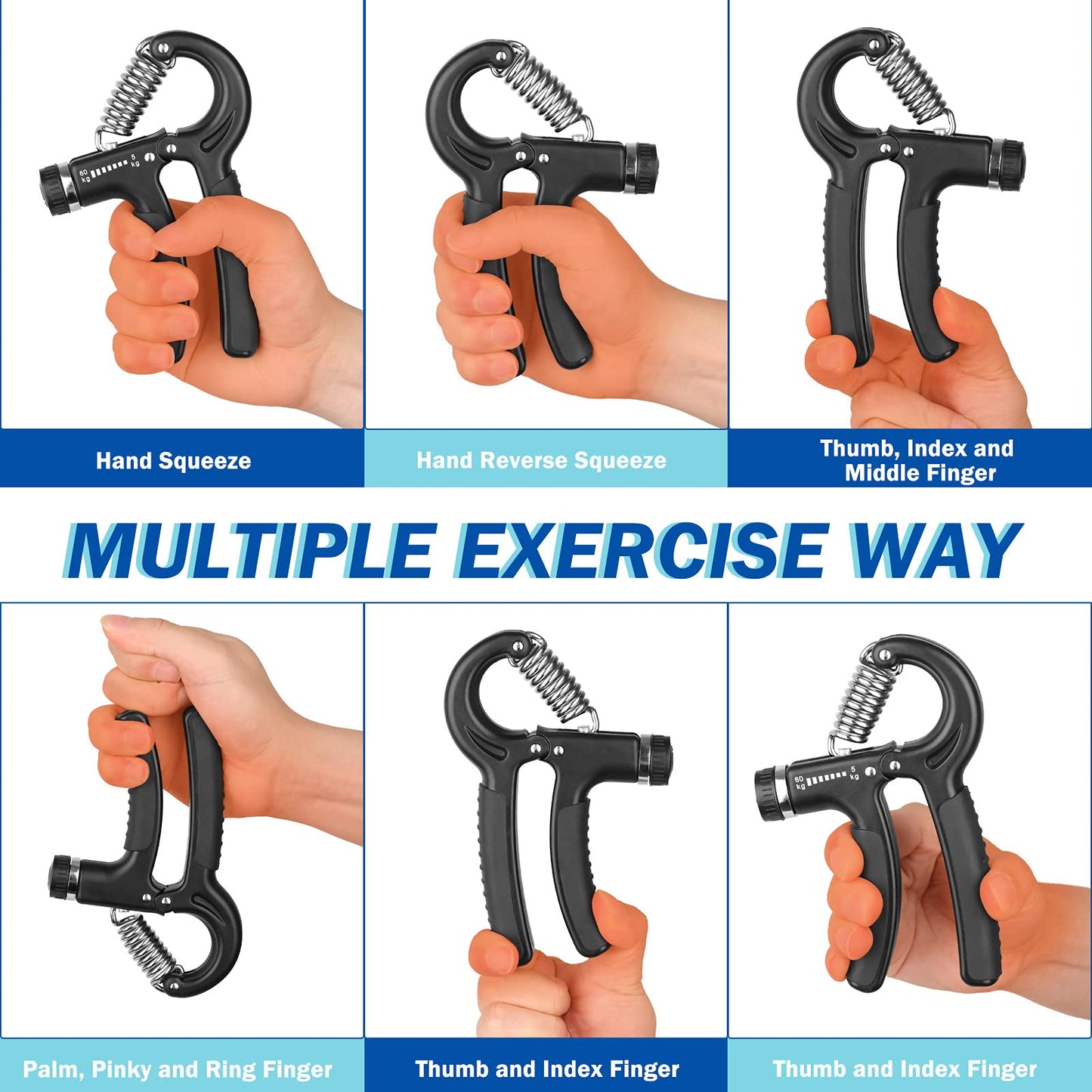 AIXPI Adjustable Grip Strength Trainer, Forearm Exerciser 11-132 lbs, Hand Gripper Strengthener for Men and Women, for Muscle, Recovery, Fitness (2 Pack)