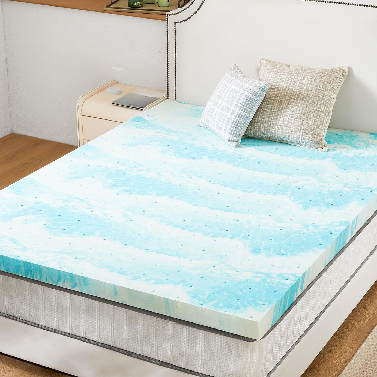 Sweetcrispy Memory Foam Mattress Topper - 3 Inch Thick Gel Infused Cooling Pad for California King Bed
