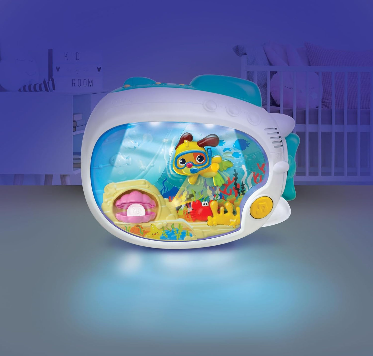 Winfun 3-in-1 Soothing Seas Nightlight - Music Box Projector with Calming Lullabies for Babies | Attachable to Crib or Tabletop