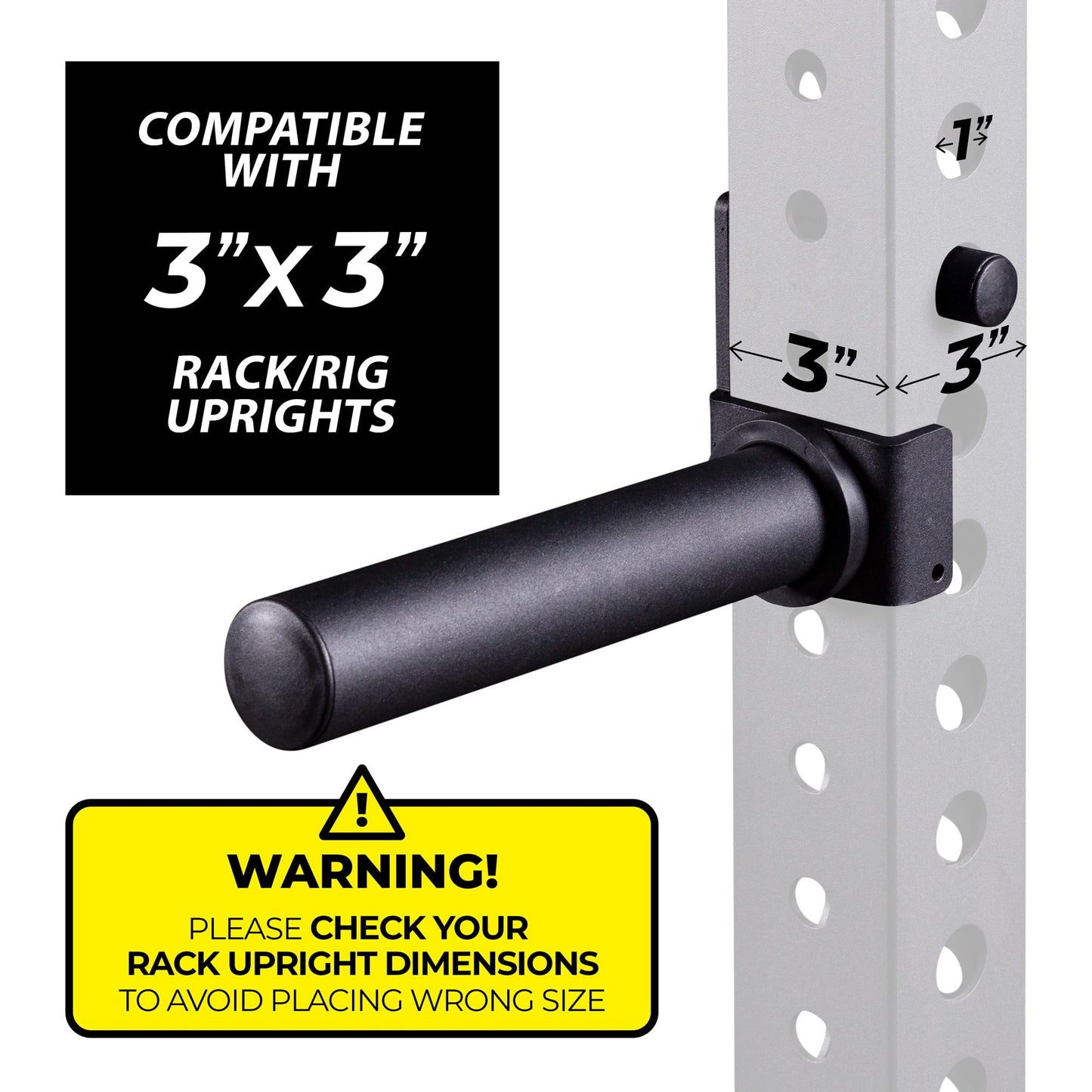 AmStaff Fitness Olympic Weight Plate Holder for Power & Squat Racks – Fits 2x2, 2.33x2.33, 3x3 Inch Tubes, 1" Hole – Storage Horns for Weight Plates on Power Rack – Pair (3" x 3")