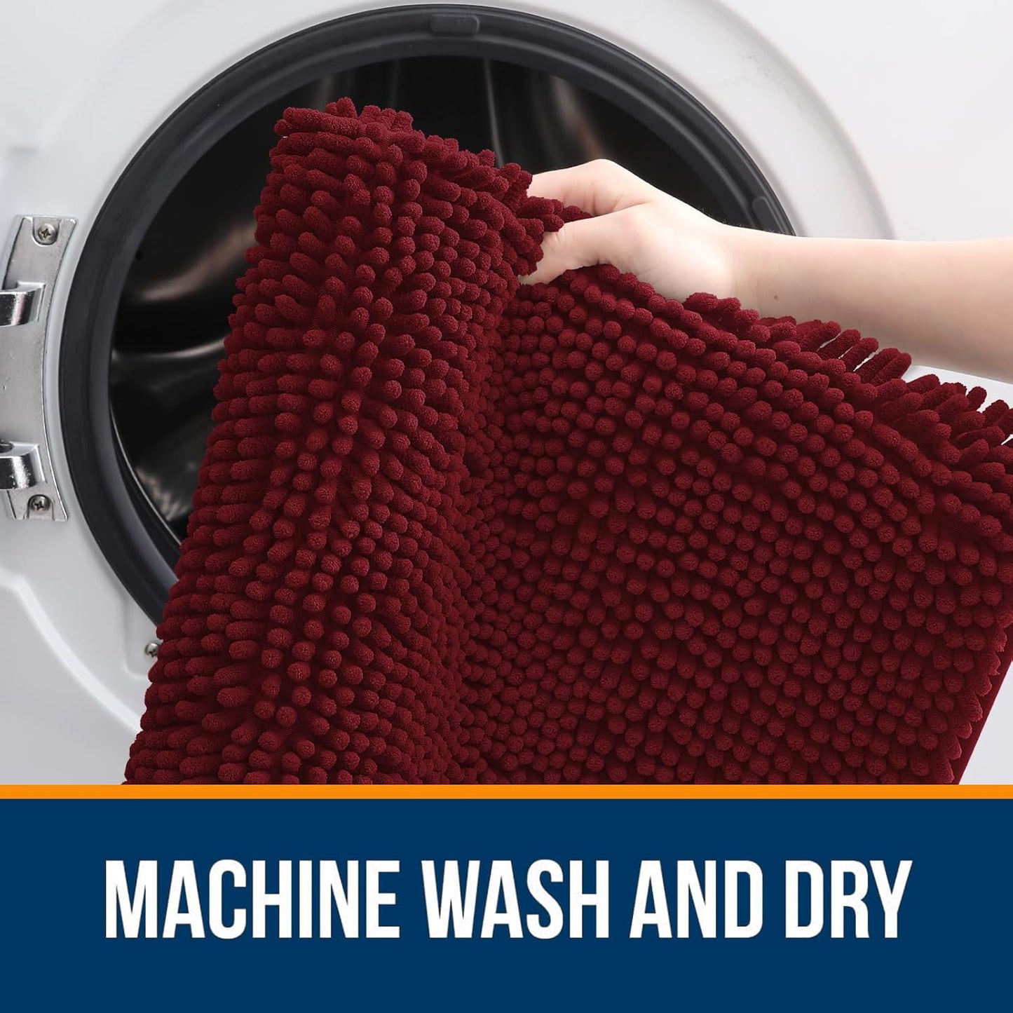 OLANLY Bathroom Runner Rugs - Soft Absorbent Chenille Bath Mats | Quick Dry, Machine Washable, 59x20, Burgundy