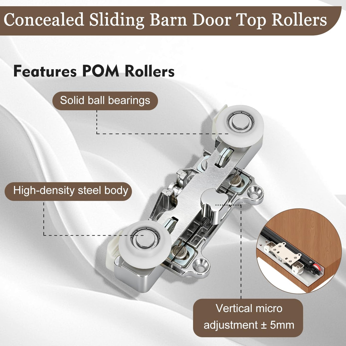 Souyou 36" Concealed Sliding Barn Door Hardware Kit with Soft Close Mechanism - Wall Mount no Floor Track Fits 28"-32" Opening Width Hidden Barn Door Hardware Kit (Door not Included)