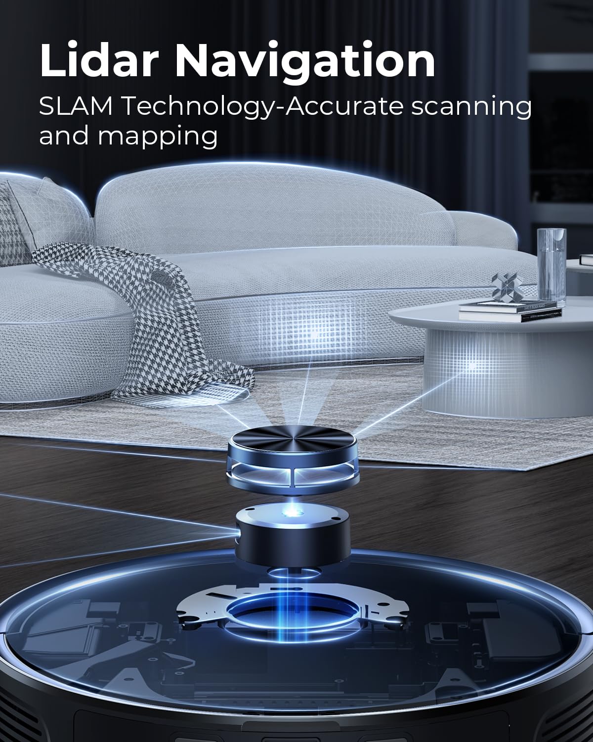 Laresar Robot Vacuum and Mop Combo, 3 in 1 Robotic Vacuum with 3.5L Self Emptying Station, Equipped with Lidar Navigation,Smart App Control, for Pet Hair/Floors/Carpets, L6 Pro, Black