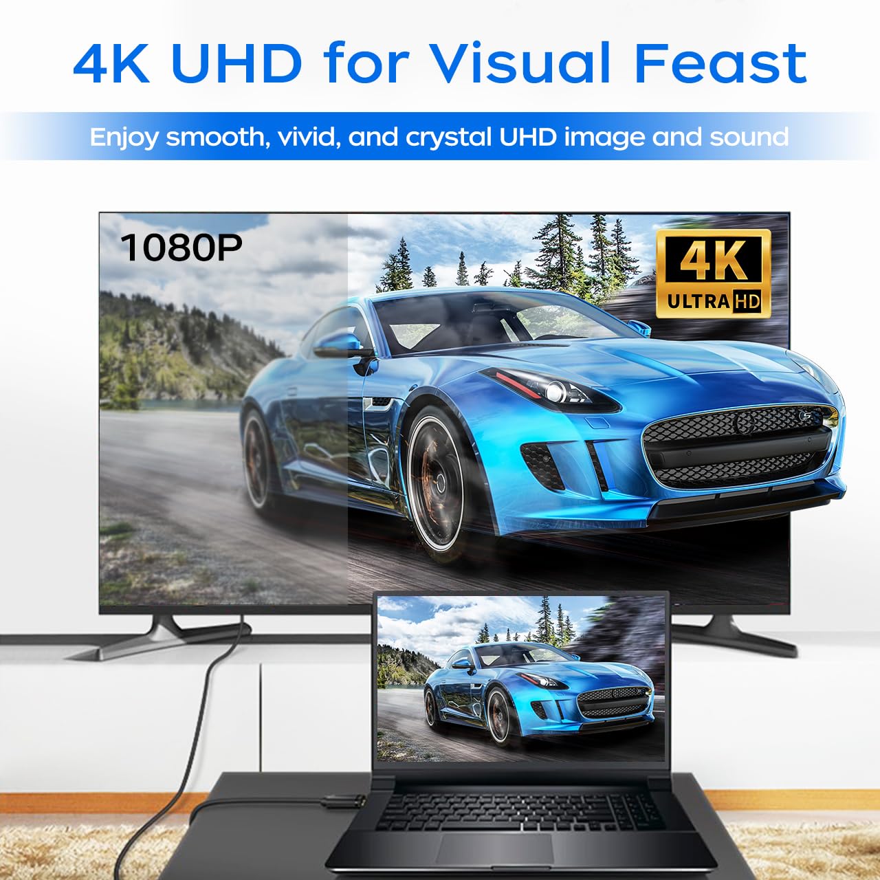 4K 6 2-Pack, Displayport to HDMI Cable Feet Display Port (DP) to HDMI Adapter Male to Male Cord Converter for PC