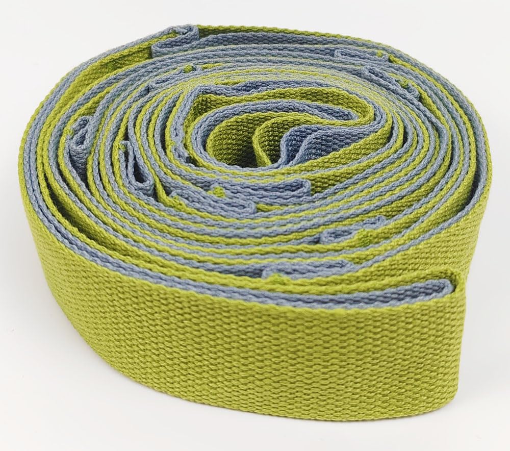Fitness Stretching Strap Yoga Strap, Non Elastic Stretch Band for Physical Therapy, Home Workout, Exercise, Pilates and Gymnastics, 12 Multi-Loop Leg Stretcher Belt 1.5" W x 8' L