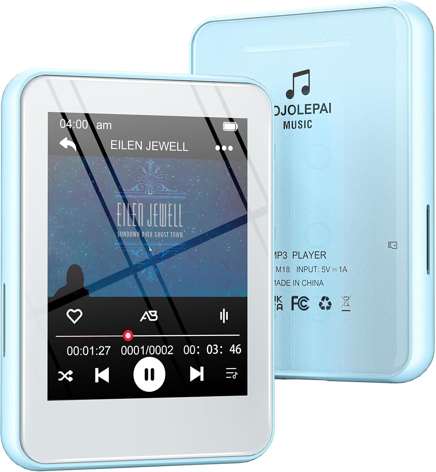 JOJOLEPAI MP3 5.3, 32GB 128GB Light Blue Player with Bluetooth Touchscreen Portable Music Player,Built-in Speaker,FM