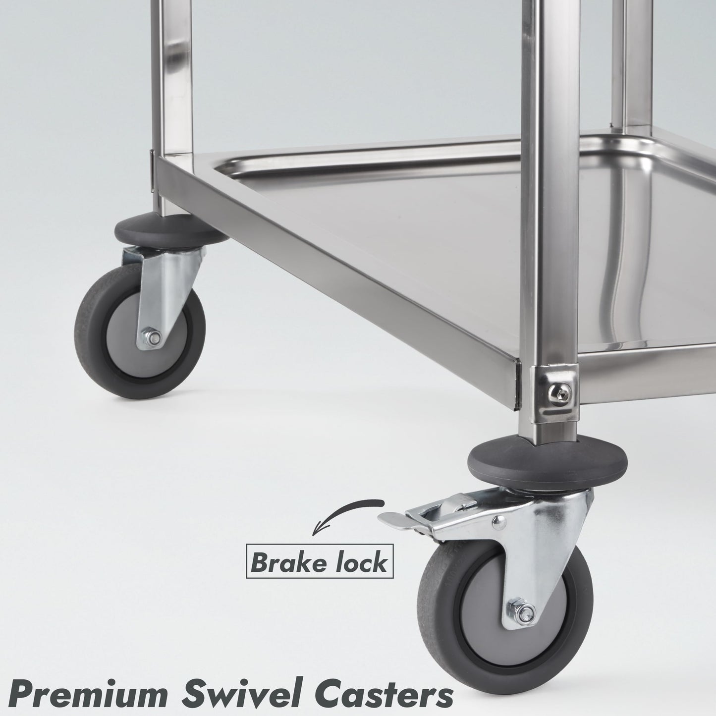 CURTA Stainless Steel Serving Trolley, 34" L x 18" W x 36" H 3 Tiered Shelf Kitchen Utility Cart, Rolling Casters Brake Wheel, Commercial Pro for Restaurant/Hotel/Lab/Clinic/Salon/Workshop