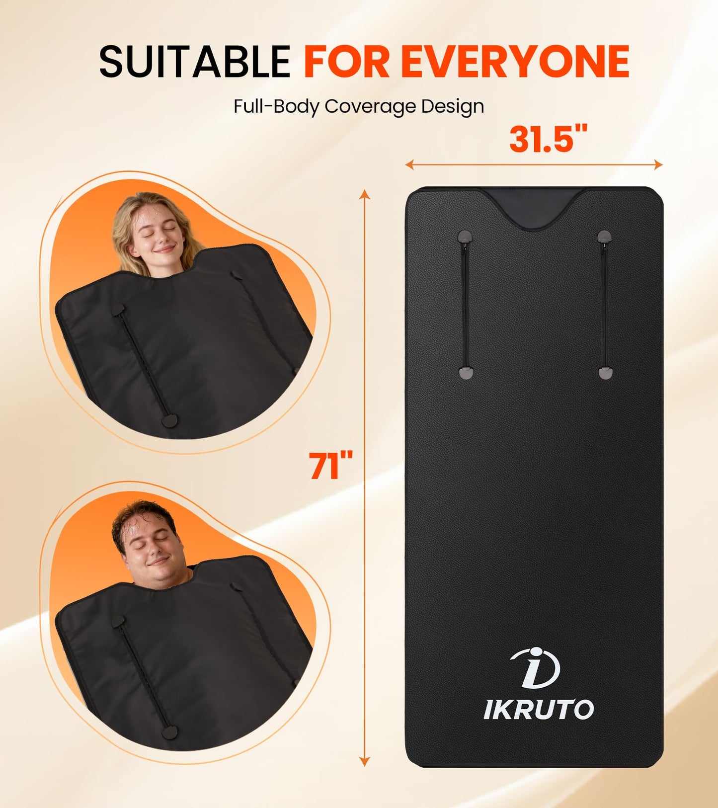 IKRUTO Infrared Sauna Blanket - PU Sauna Blanket for Detox & Relaxation 86℉-176℉ Adjustable, 60 Min Timer, Body Blanket with 5 pcs Detox Wrap & Portable Carring Bag at Home Sauna