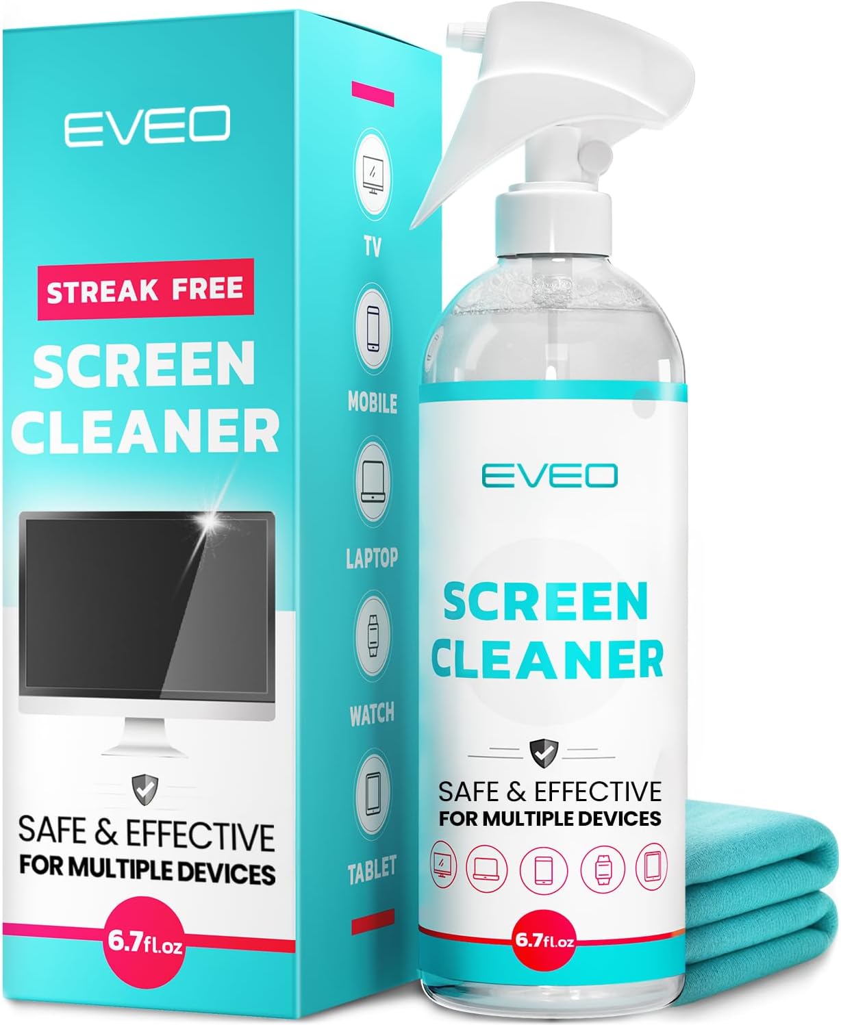 EVEO TV Screen Cleaner Spray (Streak-Free) TV Screen Cleaner for Smart TV, LCD, LED, OLED | Computer Screen Cleaner