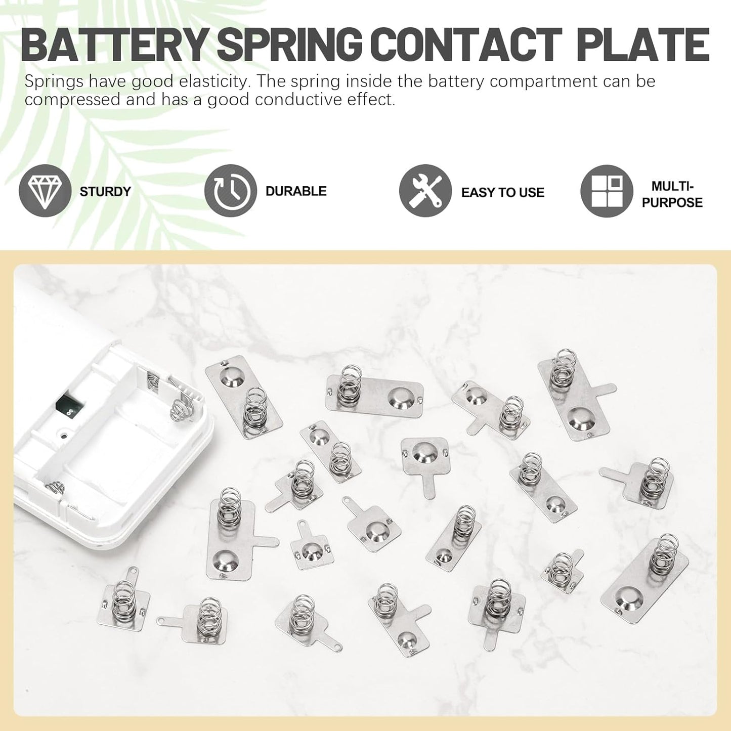 Mardatt 100Pcs Battery Springs AA, Battery Negative and Positive Nickle Plated Conversion Spring Contact Plate