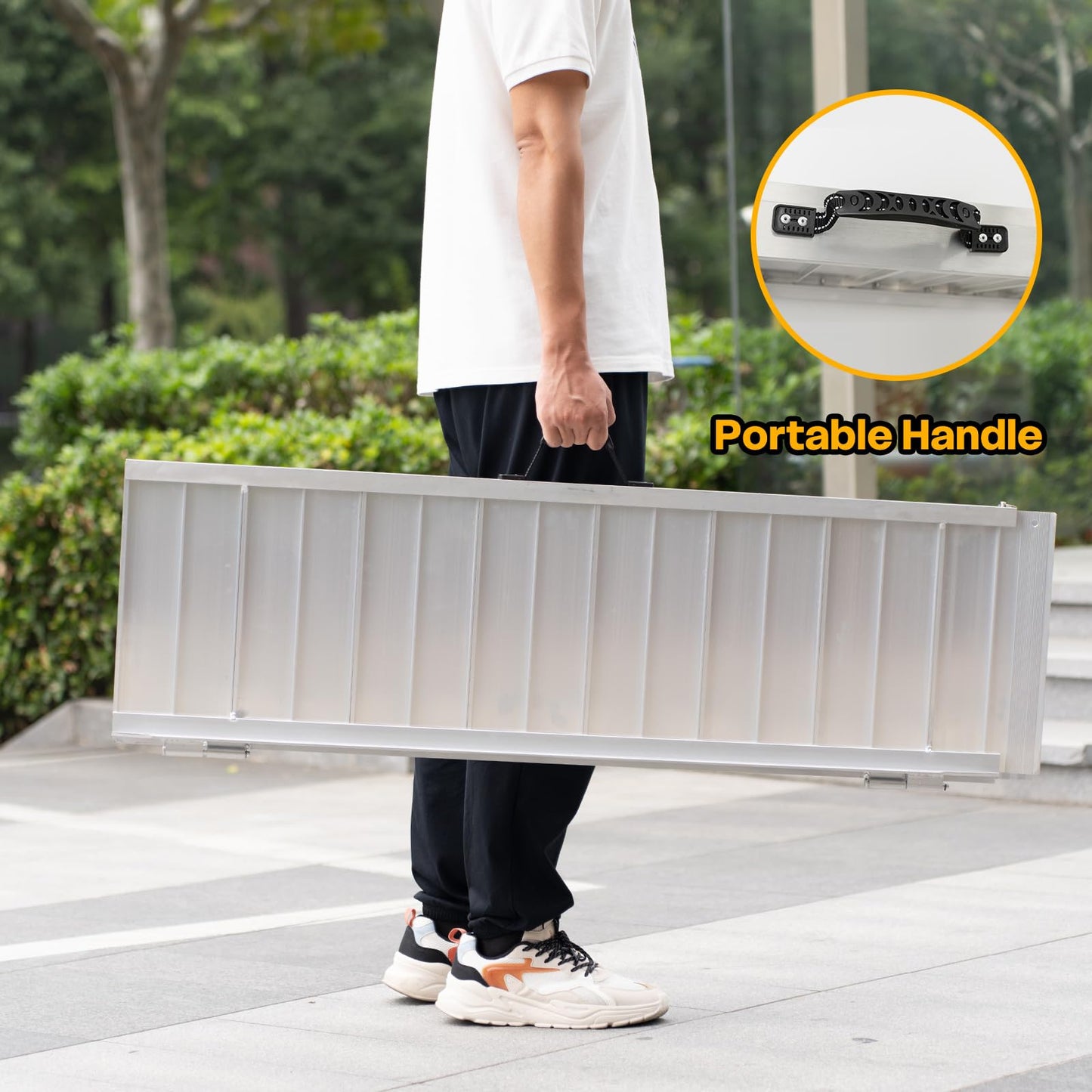 Vie Triomphe 4FT Portable Wheelchair Ramp, Non-Slip Folding Aluminum Threshold Ramp for Home Entry, Steps, Doorways, Curbs, Wheelchairs, Scooters & Walkers