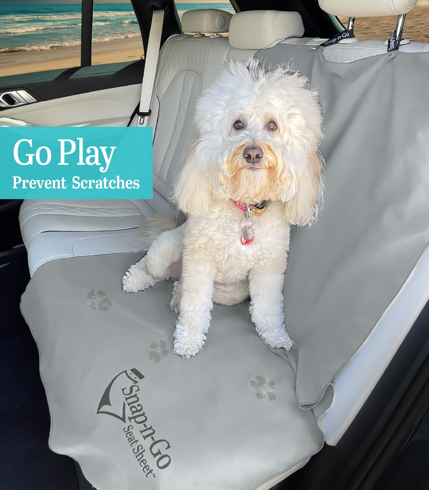 Car Seat Towel Cover After Gym Workout Yoga Pets: Snap-n-Go Seat Sheet™ Universal Fit with Headrest Post Straps, Quick-Dry Washable Sweat Protector for Car, Truck SUV Interior Protection (Light Gray)
