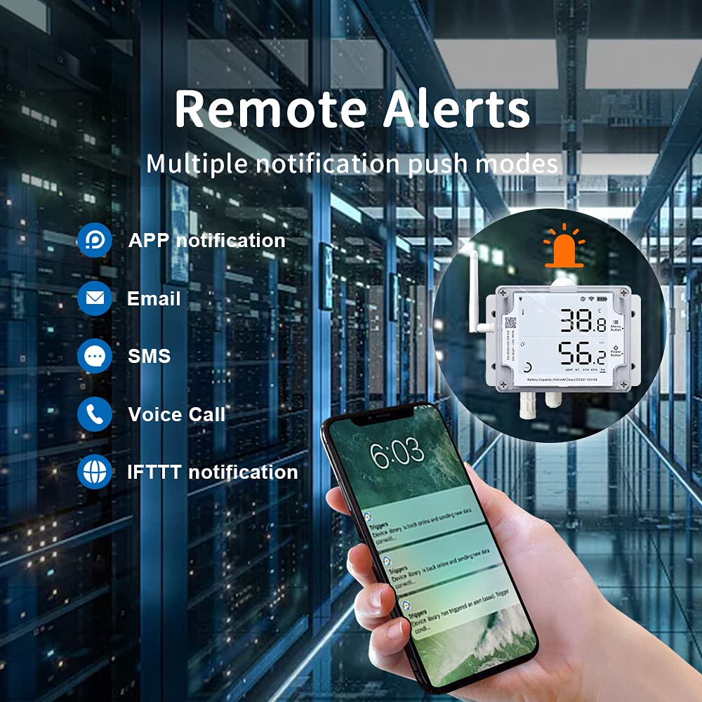 UbiBot GS1-A1RS - Smart WiFi Temperature & Humidity Sensor - Versatile External Probes, Scheduled Reports，Custom Alerts, Free App, No Subscription - Alexa & IFTTT Compatible (2.4GHz, Hub-Free)