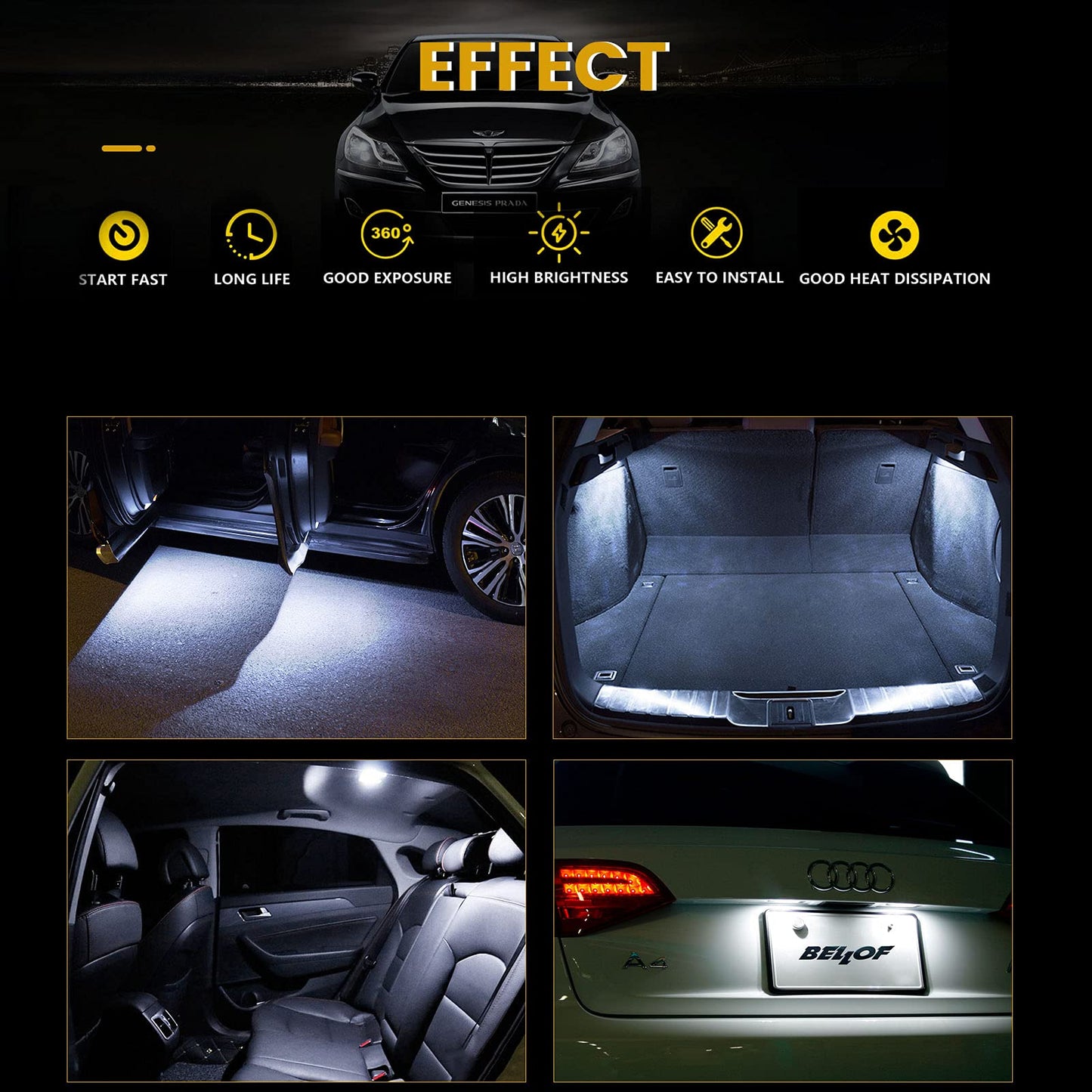 YM E-Bright 20-Pack BA9S 5050 5SMD LED License Plate Light Bulb 24V White