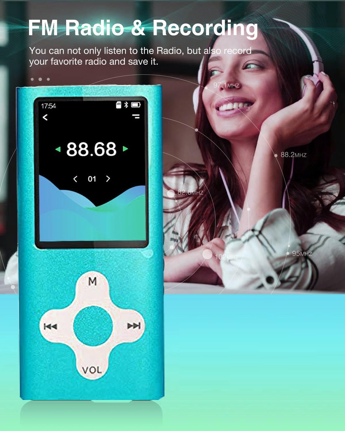 Xidehuy Mp3 16 Viewer/1.8 Player,Music Player with a GB Memory Card Portable Digital Music Player/Video/Voice Record/FM