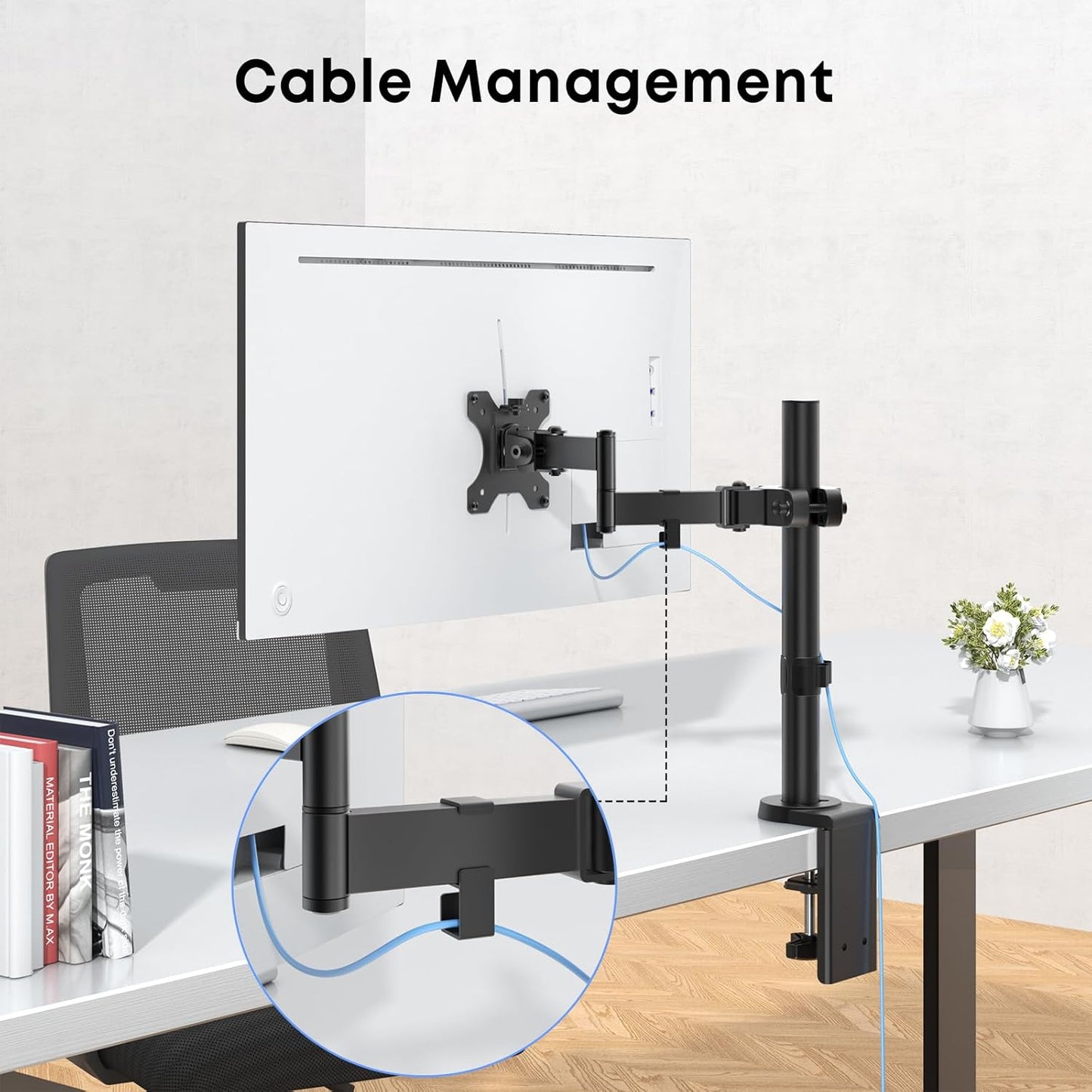 WORLDLIFT 17"-32" 17.6 lbs 75x75 100x100 Pole Mount Monitor Arm Easy Clamp-on VESA Mount for Screens Supports up