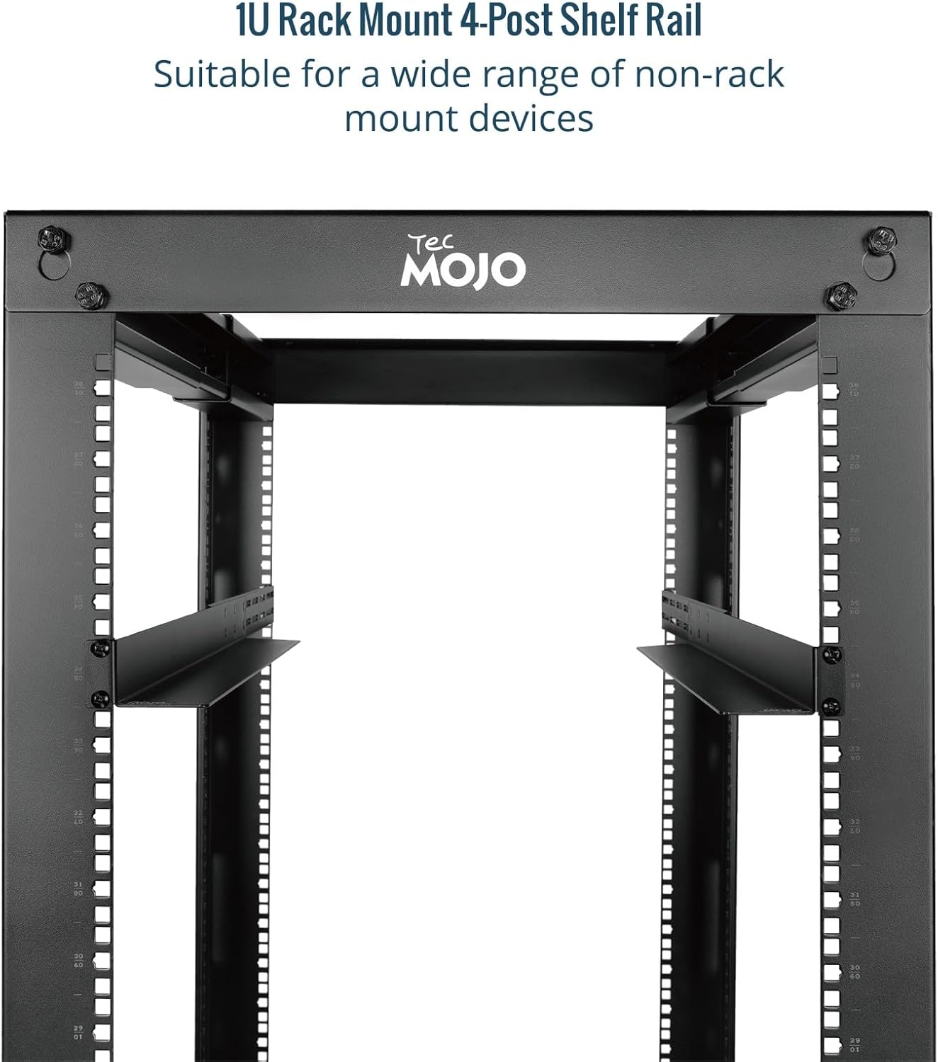 Tecmojo 1U Rails,4-Post 20.9"-32" Universal Rack Mount Server Rack Shelf Rail with Adjustable Depth Fit for Non-Rack