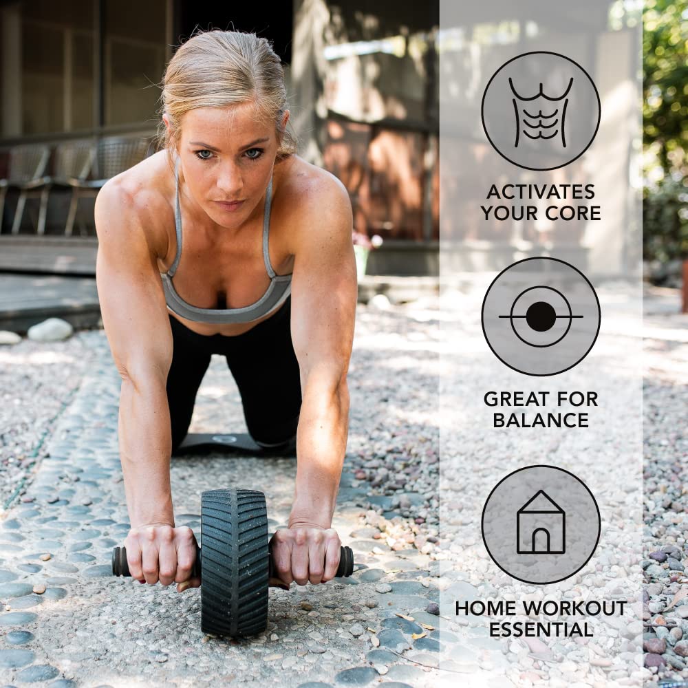 Sports Research Ab Wheel Roller with Knee Pad | Sturdy 3" Wheel for Core Workouts in The Gym or at Home