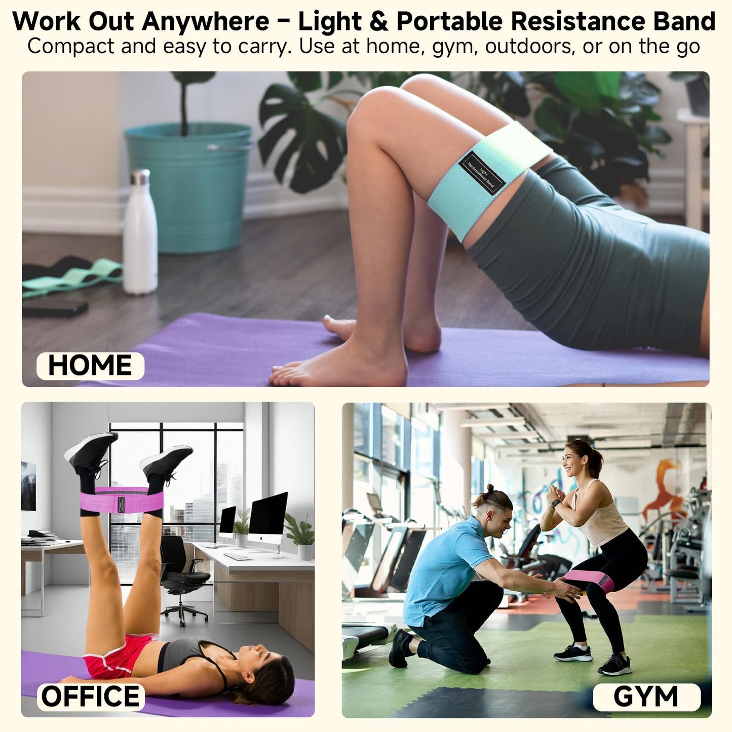Resistance Bands for Working Out, 3 Set of Exercise Bands Workout Bands Set for Women Men, Hip Legs Booty Bands for Home Fitness, Gym, Yoga, Pilates