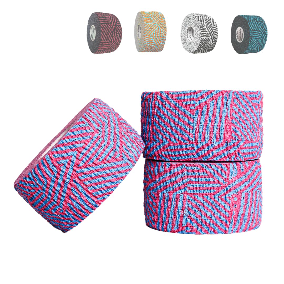 Happy Thumbs Tape Company - Gym & Hook Grip Tape - Thumb & Finger Protection - for Cross Training, Weightlifting, Gymnastics & More - Stretchy Adhesive Athletic Weightlifting Tape - 24 ft Long 3 Pack