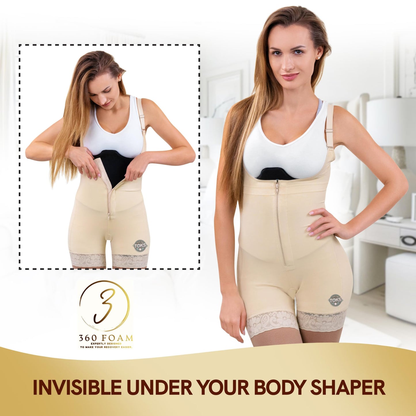 Talk the Toks Post Surgery 360 Lipo Foam Wrap Around | Tummy Tuck Binder Post Surgery | Soft & Breathable Material, 360 Wrap around Liposuction | BBL Post Surgery Supplies (Small)
