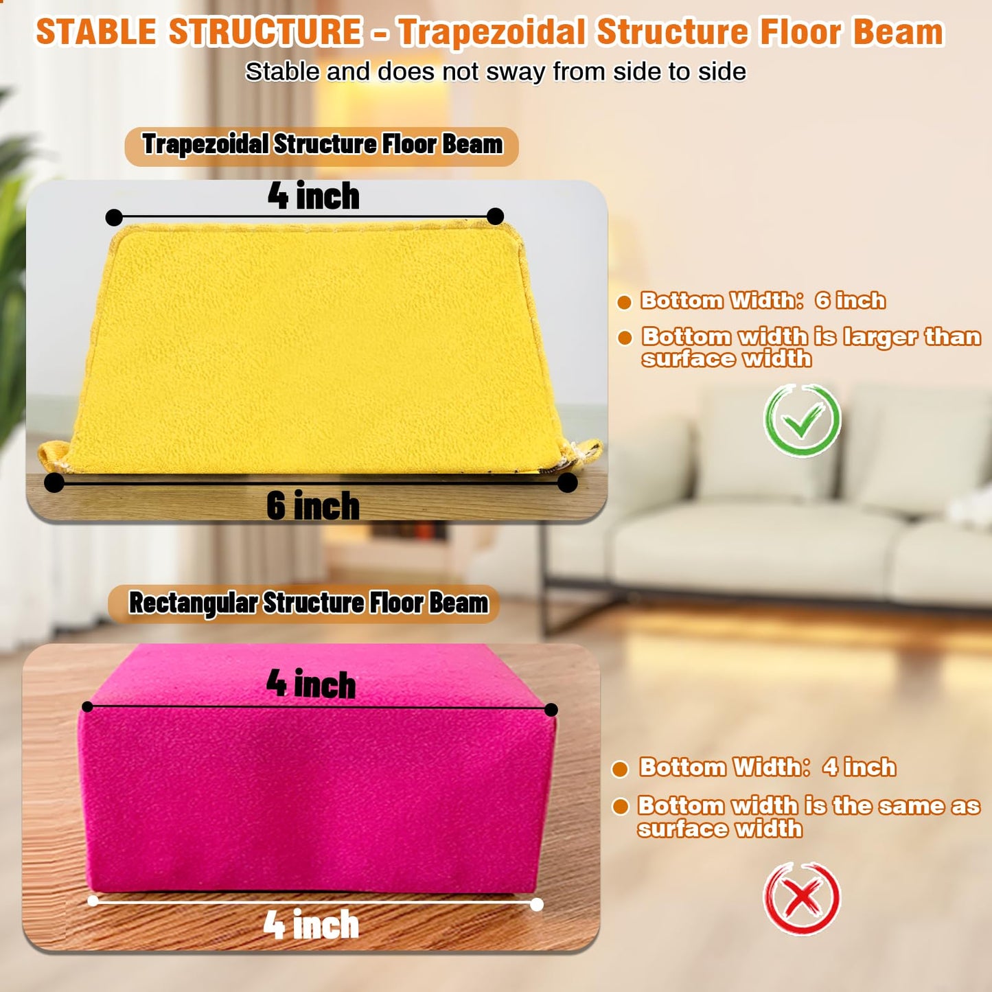 MARFULA 6 FT / 8 FT / 9 FT Folding Gymnastics Beam Foam Balance Floor Beam - Extra Firm - Suede Cover - Anti Slip Bottom with Carry Bag for Kids/Adults Home Use