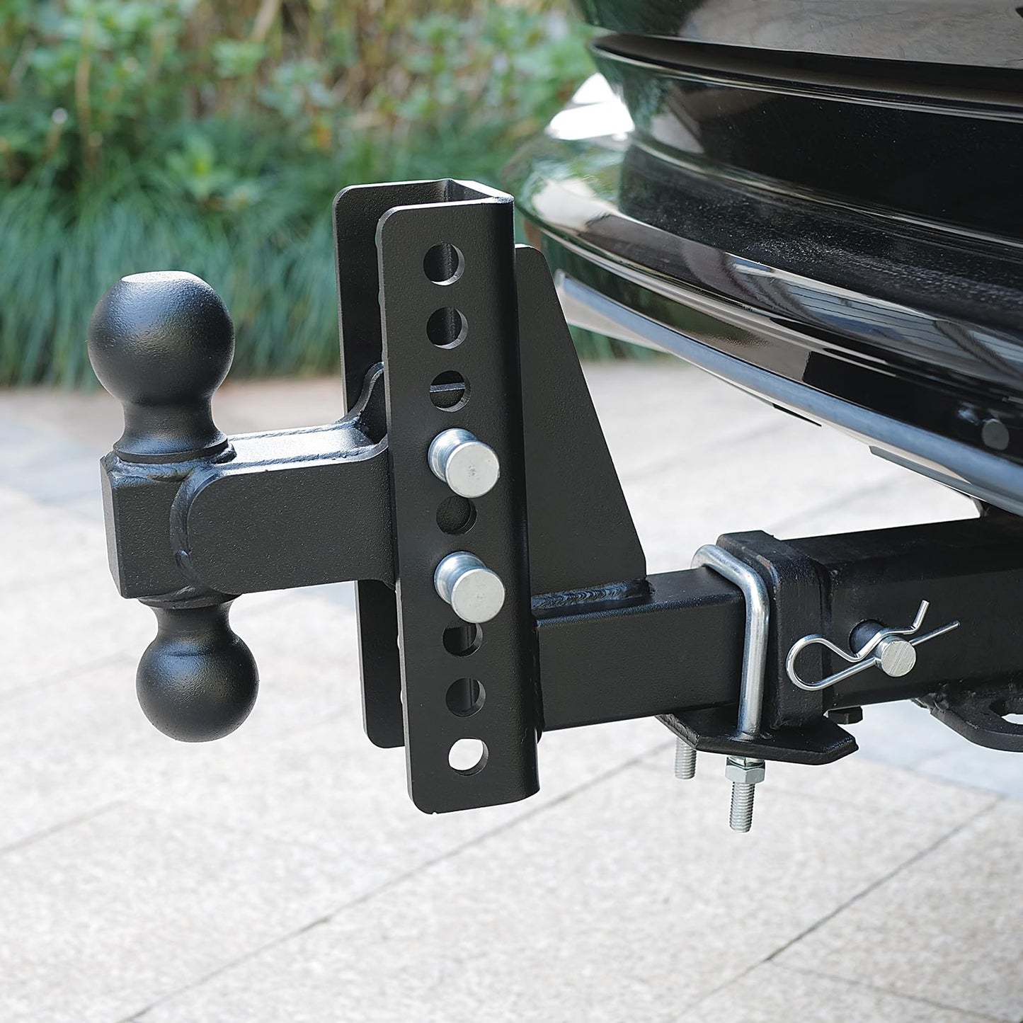 Adjustable Drop Hitch for 2 Inch Receiver, Heavy Duty Towing Hitch with 2" & 2-5/16" Dual Balls, 6" Drop/Rise Ball Mount, 20,000 LBS Max Capacity, Anti Corrosion Powder Coated Finish Matte Black