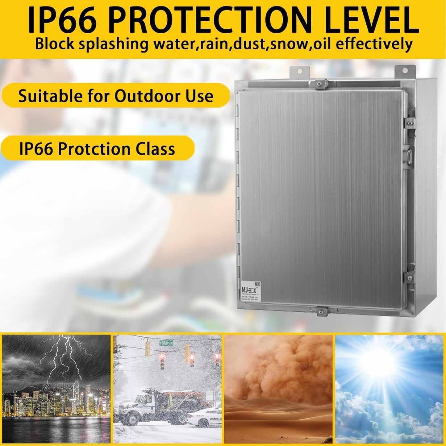 MJ-Box NEMA Steel Electrical Enclosure Box 22x22x8 304 Stainless Steel Explosion Proof Electrical Box IP66 Waterproof & Dustproof Outdoor/Indoor NEMA 4X Stainless Steel Enclosure