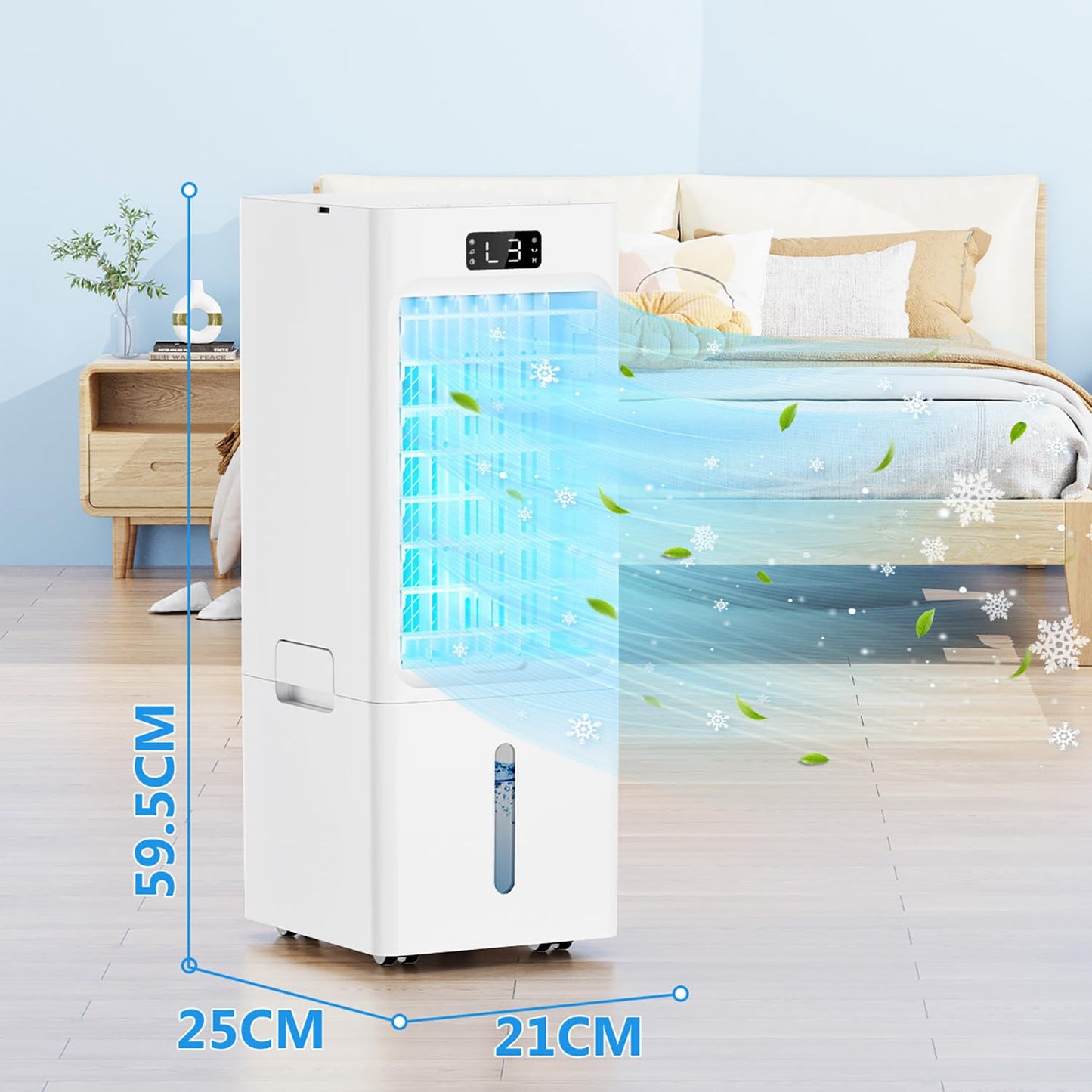 Windowless Portable Air Conditioners, 6L Swamp Cooler, 3-IN-1 Evaporative Air Cooler with 4 Ice Packs, 4 Modes & 3 Speeds, Auto Oscillating, 12H Timer, Remote, Quiet Cooling Fan for Home
