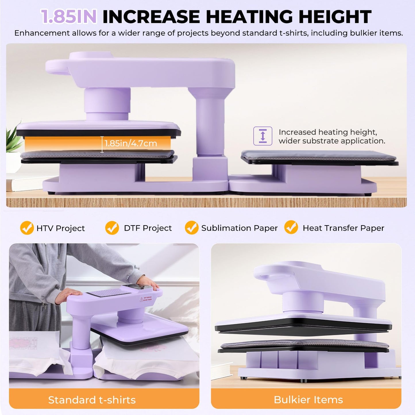 Whubefy Dual Auto Heat Press Machine 15x15, 360° Swing Away Smart T-Shirt Printing W/Auto Release & Auto-Off, Adjustable Pressure & Higher Heating Height for HTV, Sublimation, Heat Transfer Projects