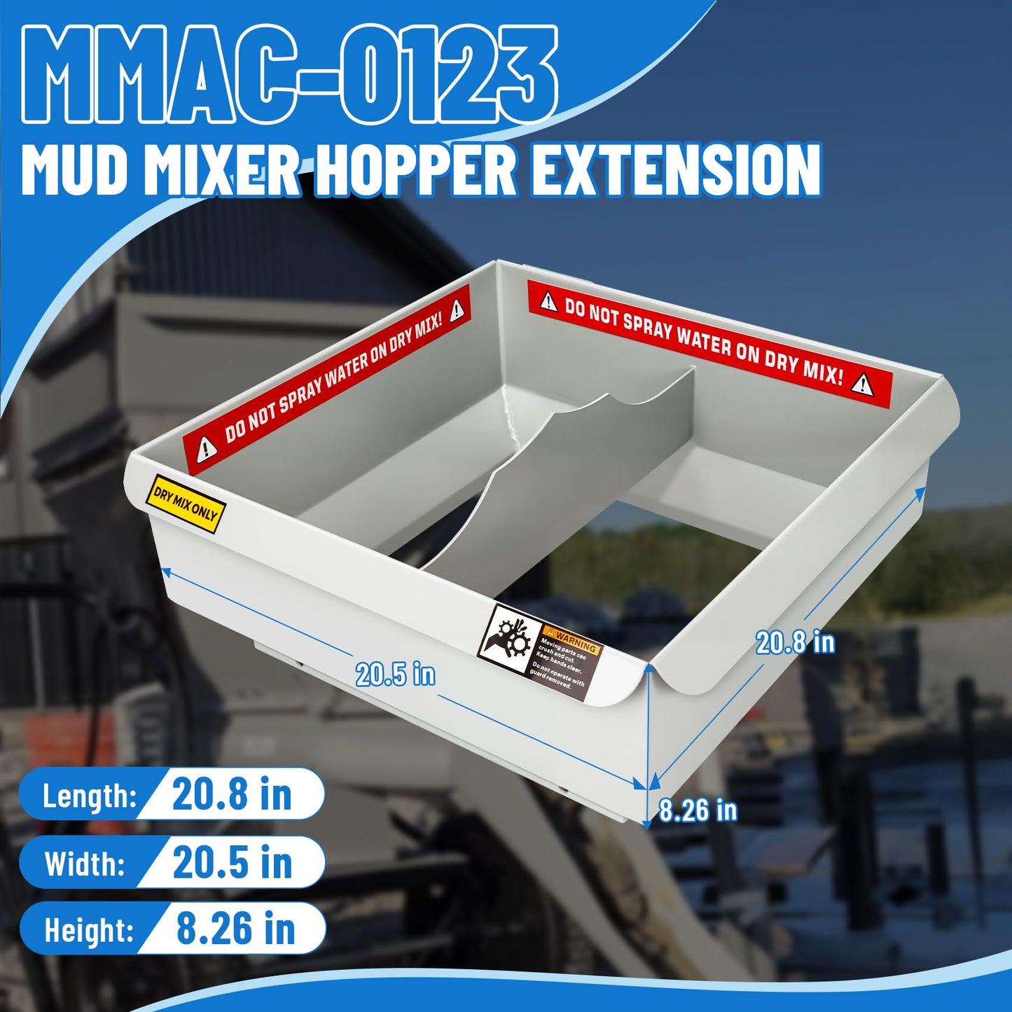 𝑼𝒑𝒈𝒓𝒂𝒅𝒆 MMXR-3221 Mud Mixer Set, MMAC-0123 Mud Mixer Hopper Extension and MMAC-0133 Chute Extension, Rust Resistant Heavy-Duty Steel, for Large Construction, 3-Yr Service