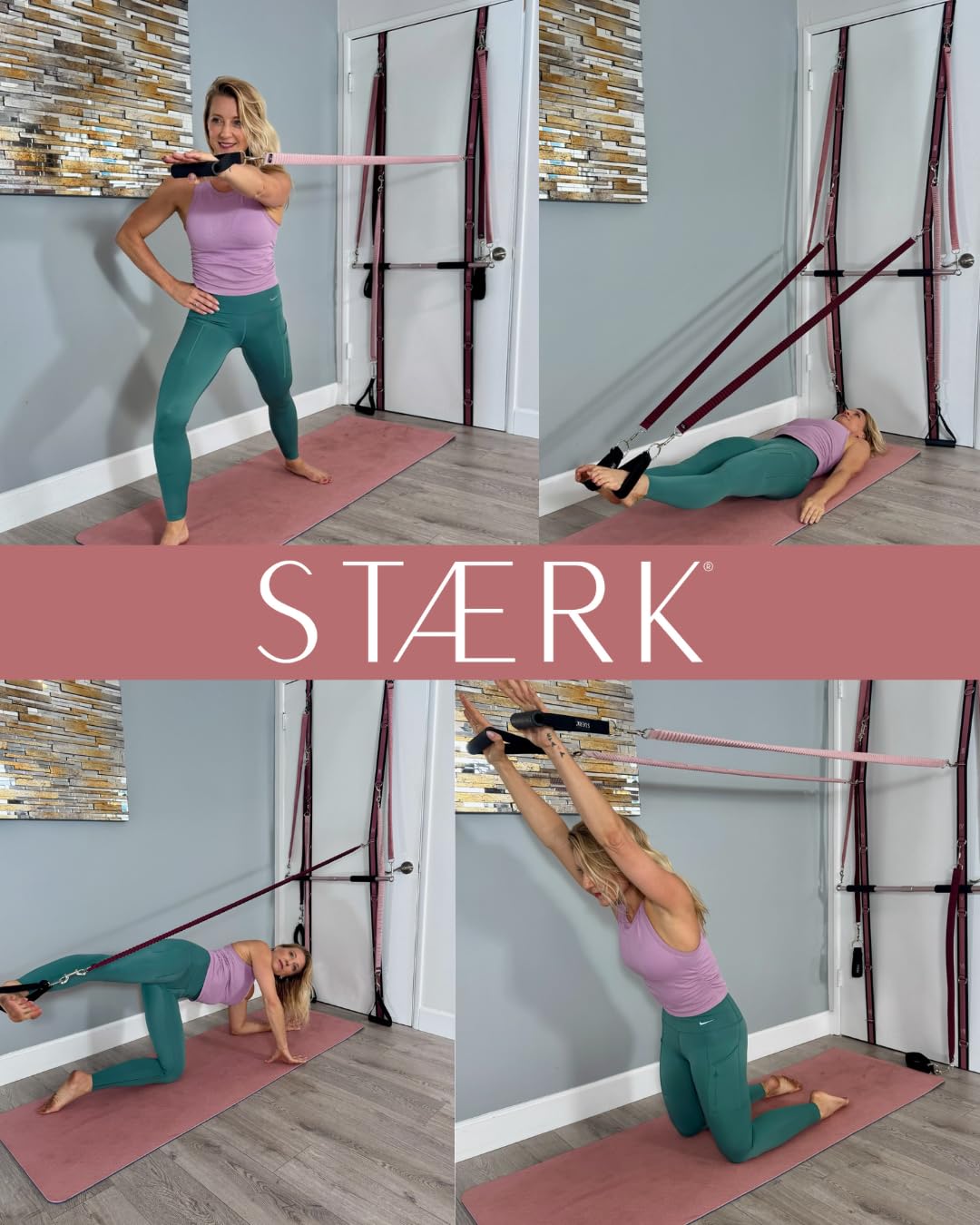 STAERK Starter Kit Portable Pilates Reformer Home Training System - Premium Resistance Bands, Handles, Foot/Ankle Loops, & Barre Attachment Kit - Strength & Flexibility - 30-Day Free On Demand Video Workouts