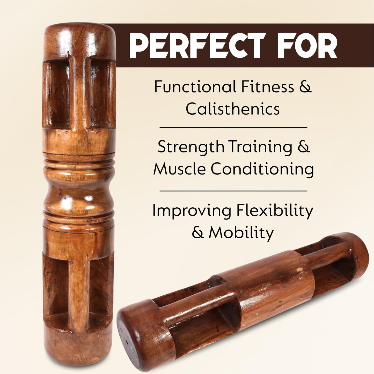 KNK SAMTOLA FITNESS BARBELL INDIAN KARLA KATAI FITNESS DURABLE WOODEN EQUIPMENT (4 TO 6 KG)