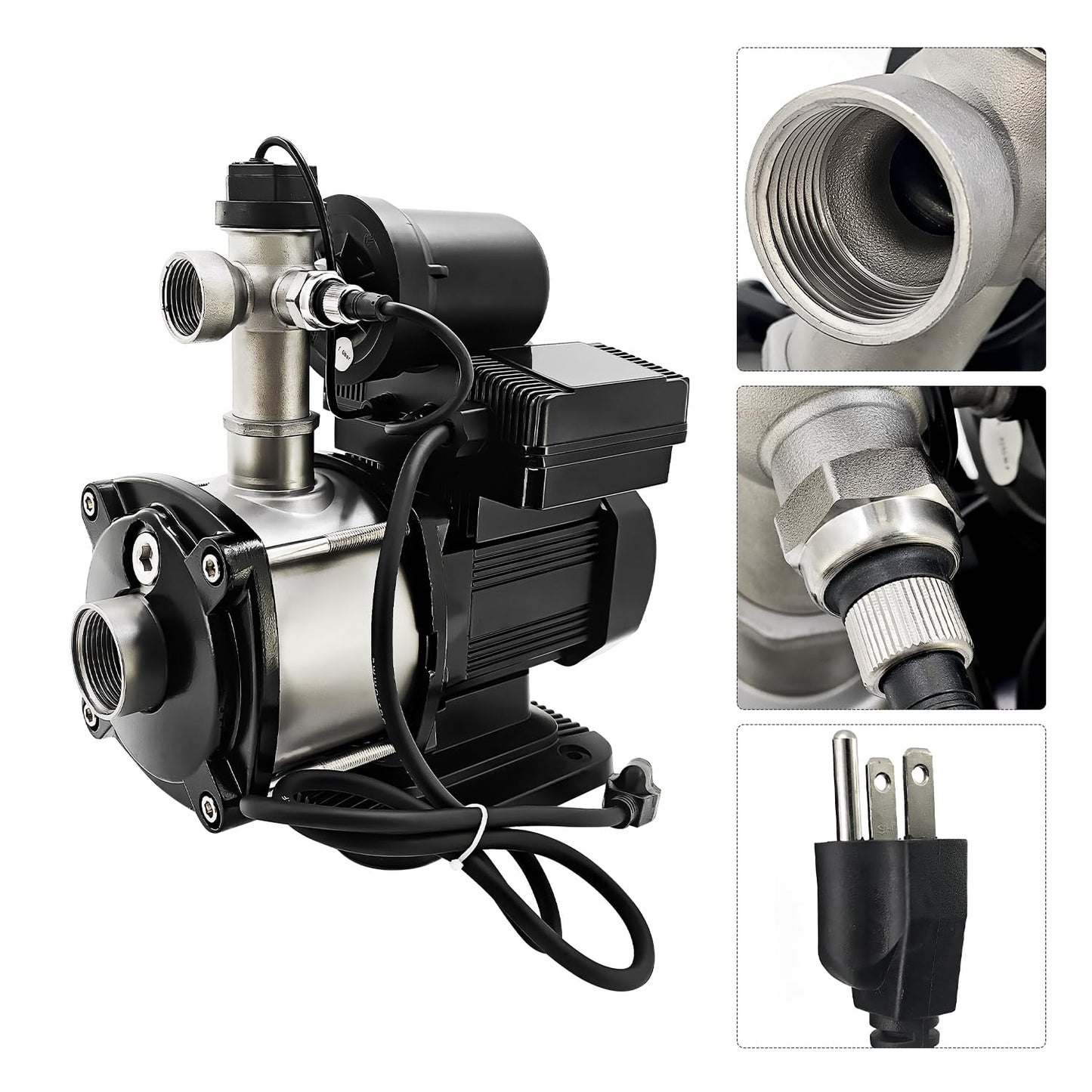 Censeanku 1.13HP, 113PSI, 26.4GPM, Water Pressure Booster Pump for House, 115V, 1" NPT, Constant Pressure and Low Noise for Home Water Pressure, Booster, Irrigation (850W)