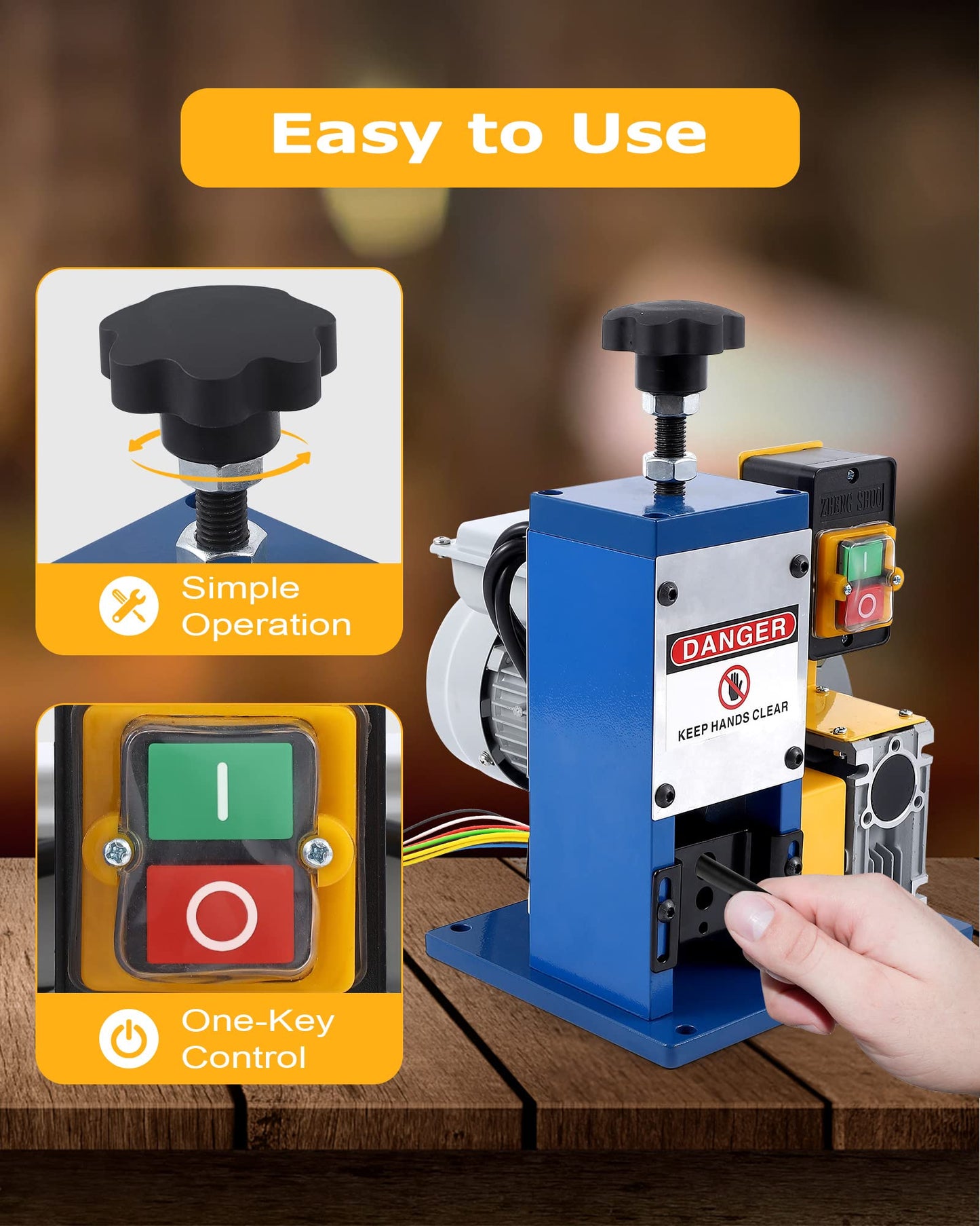 GAOMON Electrical Wire Stripper Machine 60 ft/min Automatic Wire Stripper [0.06" -0.98"] Automatic Wire Stripper W/Emergency Stop for Scrap Cable Copper Recycling
