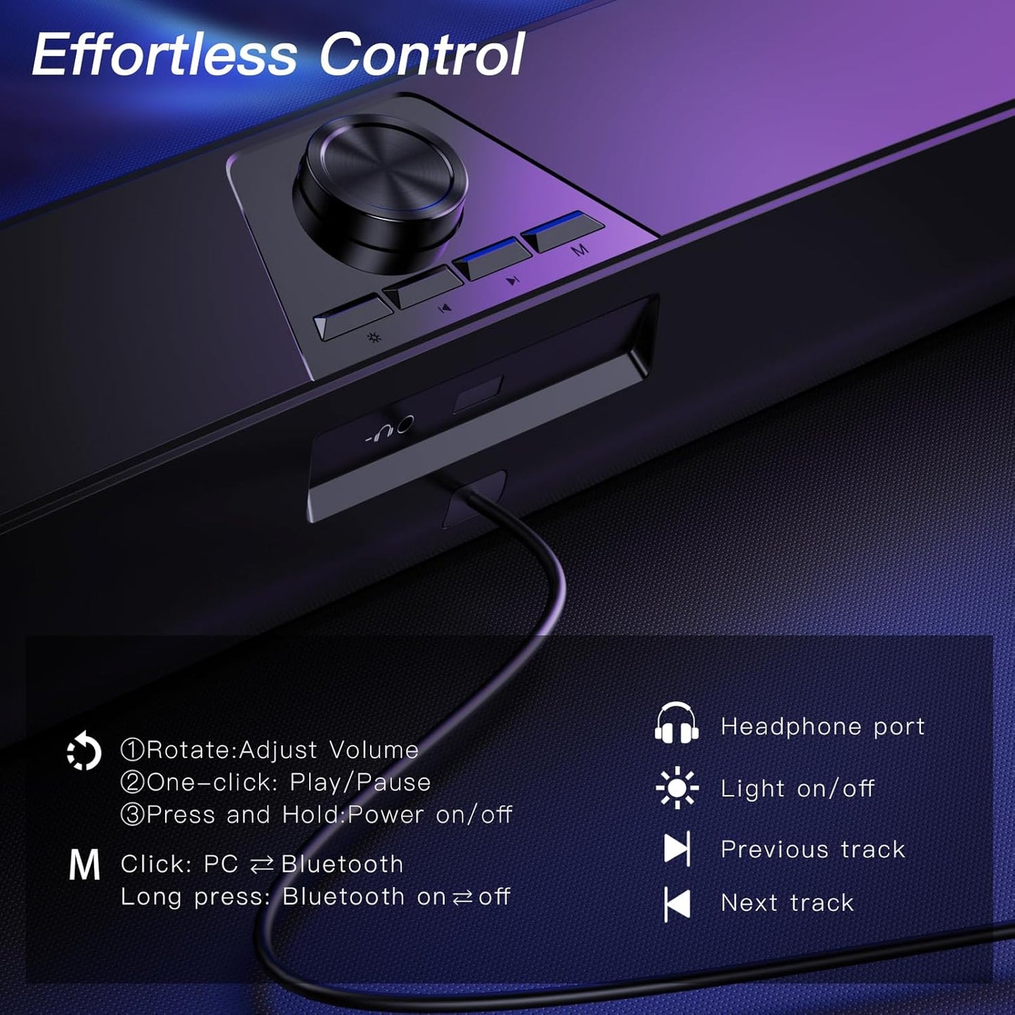 LENRUE Computer Speakers for Desktop,PC Speakers Gaming Sound bar with Colorful Light,USB Speaker With Bluetooth