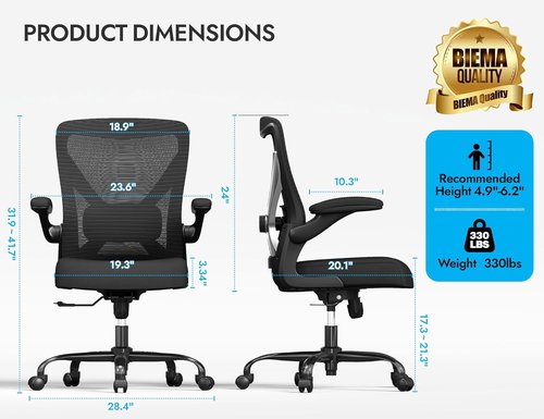 Ergalithic Ergonomic Office Chair - Comfy Mesh High-Back Gaming Chair with Adjustable Lumbar Support | Ideal for Long Hours