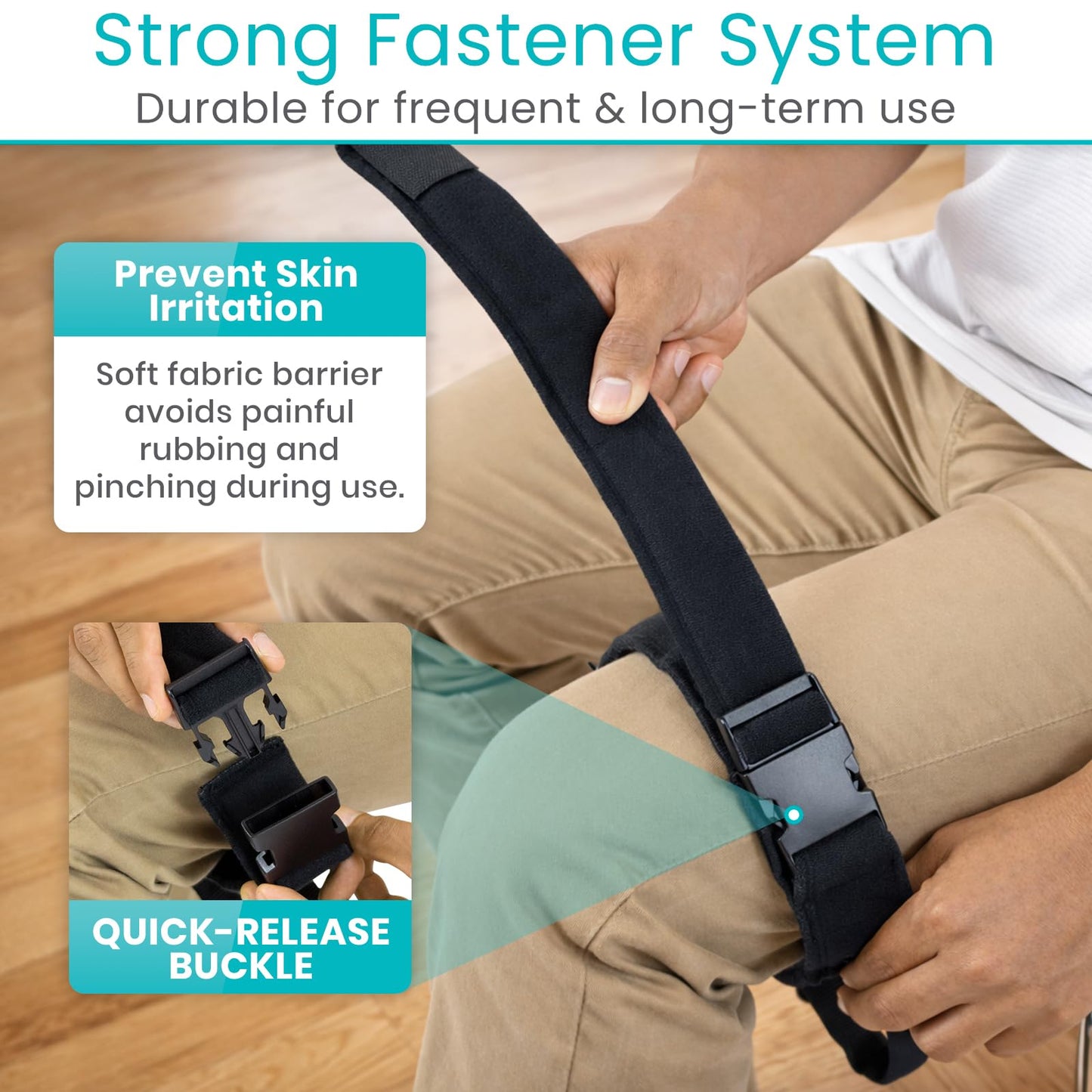 Vive Thigh Lifter Strap (2 Pack) - Pull Up Assistance Band - Medical Equipment Padded Wrist Tool For Leg Movement - Transfer Device For Limited Mobility, Knee Recovery - For Elderly, Senior & Disabled